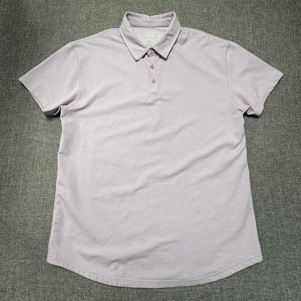 BYLT Lux Drop Cut Polo‎ Shirt Mens XL (Fits as Large) Lilac Purple Short Sleeve